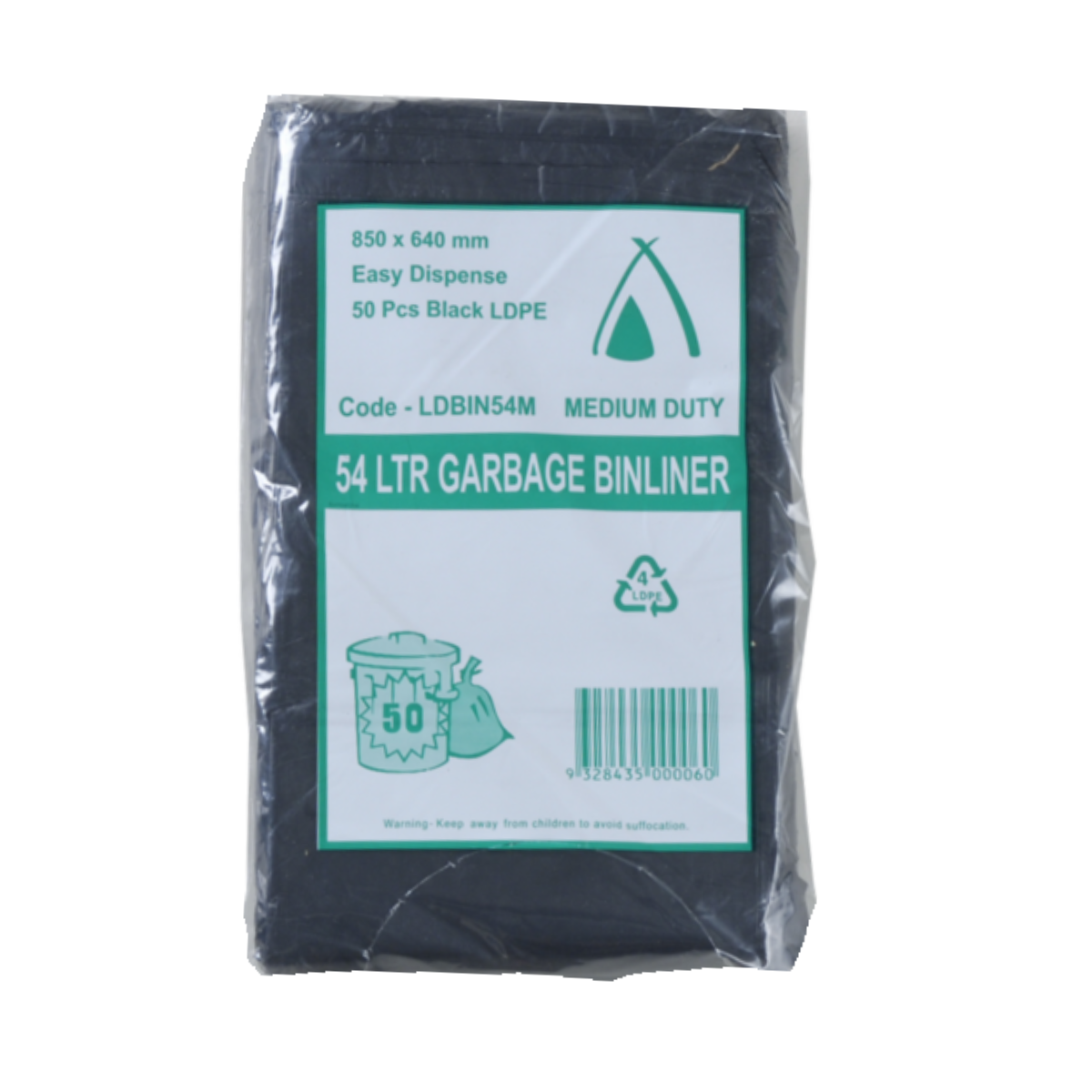 54L Black Medium Duty Garbage Bags Easy Dispense 250/ctn