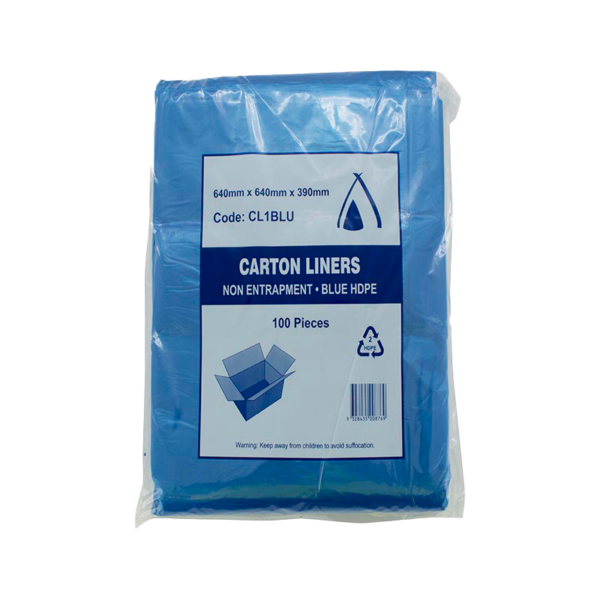 Blue Carton Liner Non- Entrapment HDPE 640 x 640 + 390mm 500/ctn