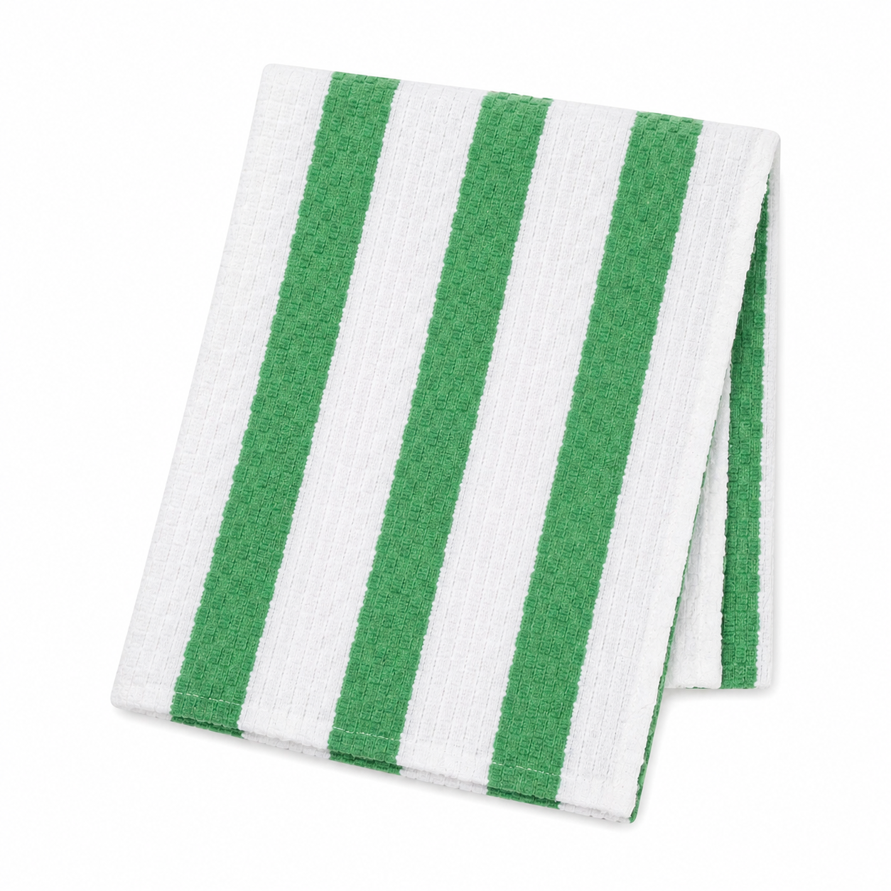 Tea towel - Green white stripe 100% cotton, dobby weave fabric 380mm x 600mm