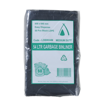 54L Black Medium Duty Garbage Bags Easy Dispense 250/ctn