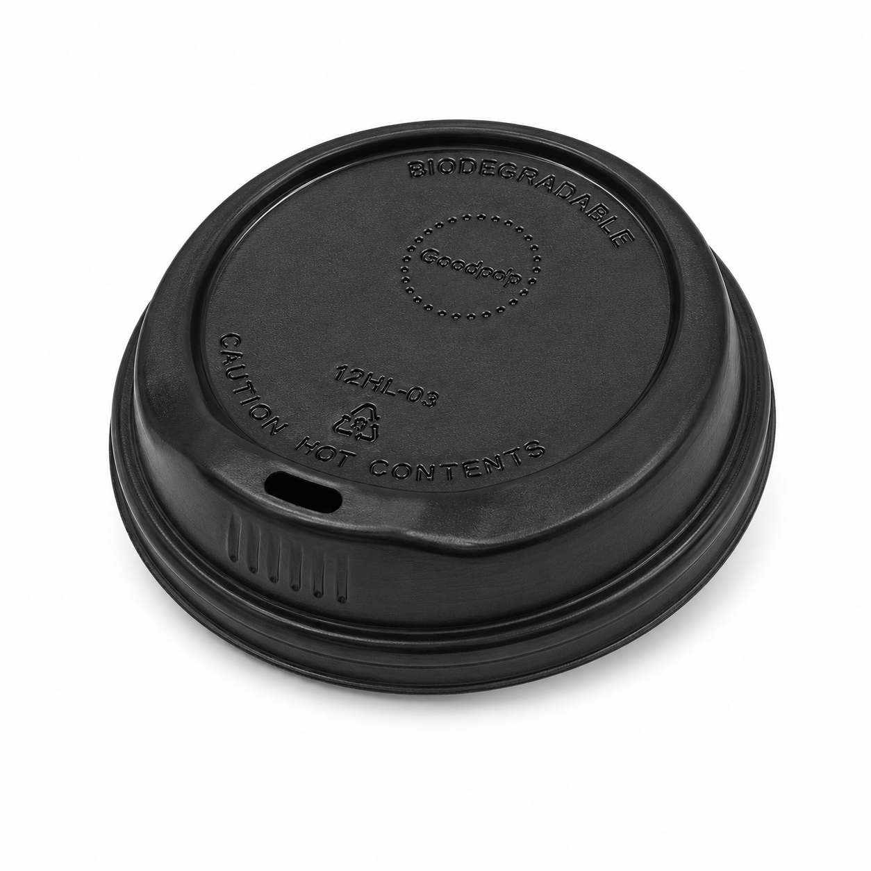 Bio Black Sipper Lids To suit 90mm dia. Coffee Cups 12/16 - 1000 per carton