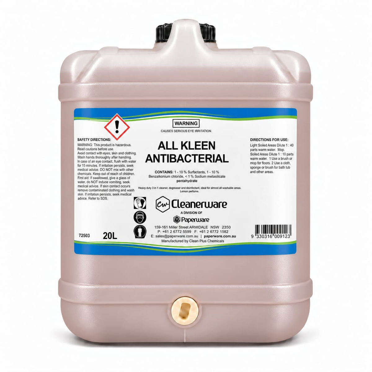 20L All Kleen Antibacterial - 3 in 1 Cleaner, Deodoriser and Disinfectant