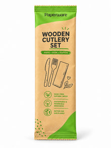 Coated Wooden Cutlery Combo Knife/Fork/Napkin Set 400/ctn