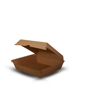 Kraft Cardboard Dinner Box/Clam - 150 per carton - 178 x 160 x 80mm