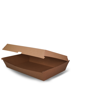 Kraft Cardboard Family Food Box/Clam - 100 per carton - 290 x 170 x 60mm