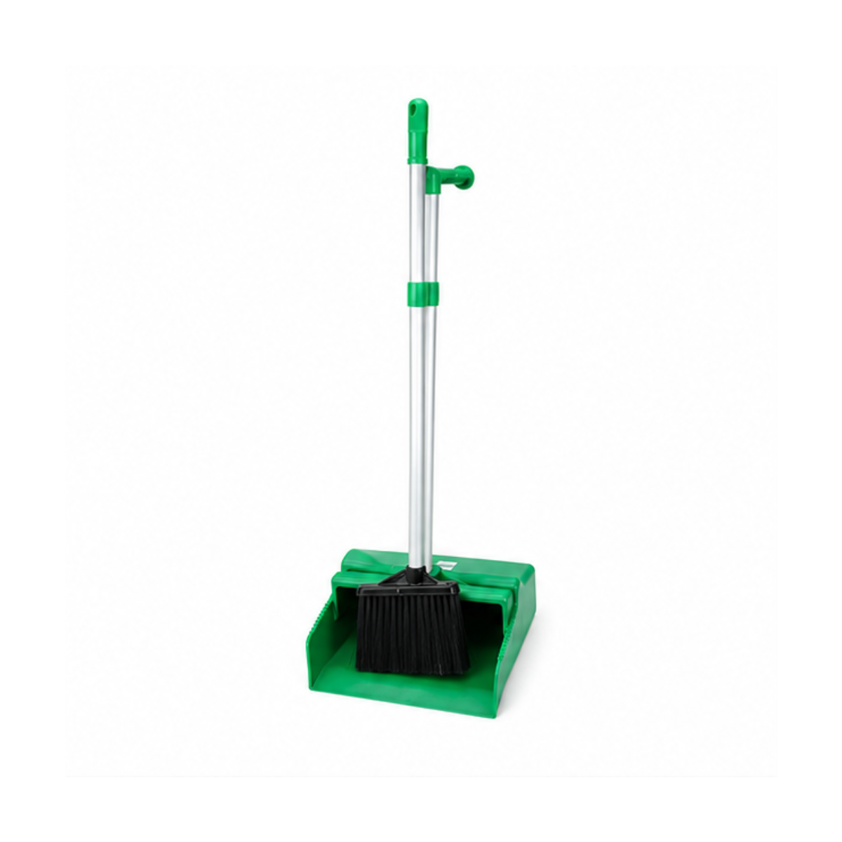 Lobby Pan- Green with pistol grip handle and brush
