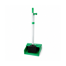Lobby Pan- Green with pistol grip handle and brush