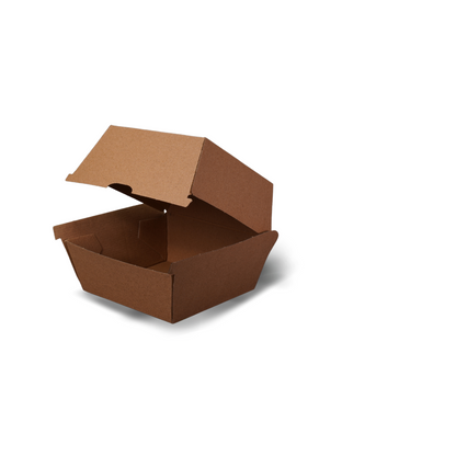 Extra Large Kraft Cardboard Burger Box - 250 per carton - 110 x 110 x 105mm