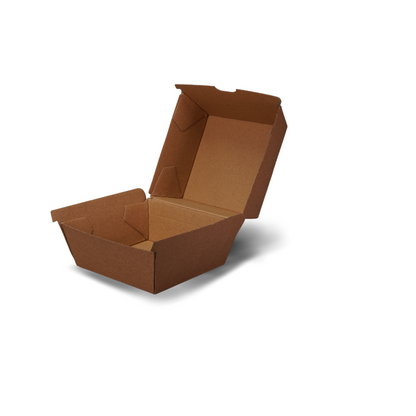 Extra Large Kraft Cardboard Burger Box - 250 per carton - 110 x 110 x 105mm