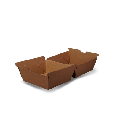 Extra Large Kraft Cardboard Burger Box - 250 per carton - 110 x 110 x 105mm