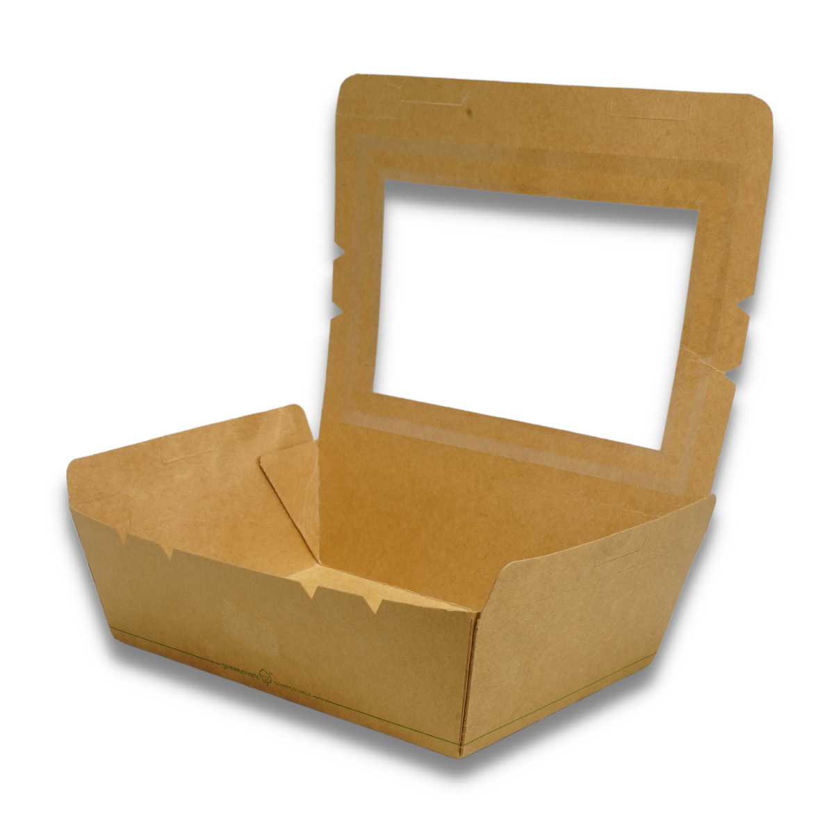 Large Lunch Box with Compostable PLA Window Film 1500ml 197x 140 x 64mm 200/ctn