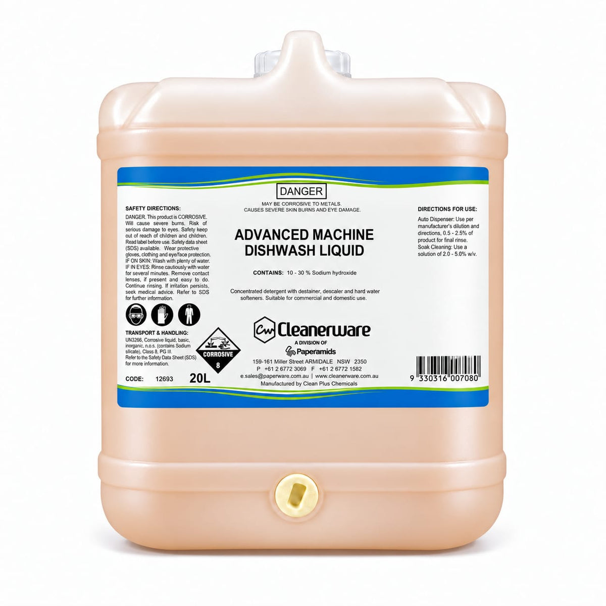 20L Machine Dishwash Liquid Non Chlorinated Detergent with Scale Inhibitor