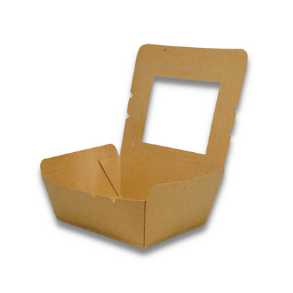 Medium Lunch Box with Compostable PLA Window Film 1000ml 152 x 120 x 64mm 200/ctn