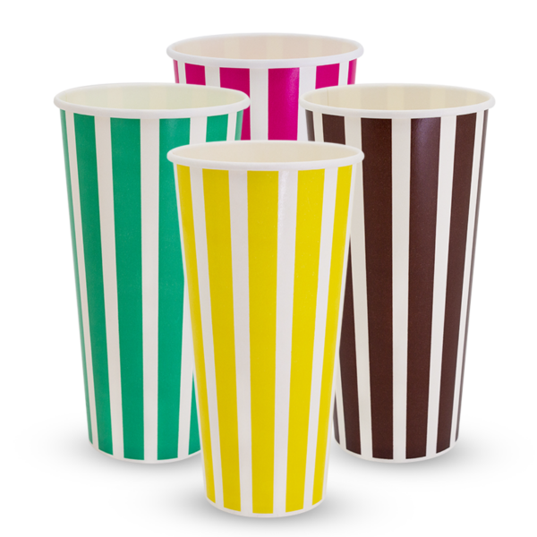 22oz Paper Cold Drink Cup - Candy Stripe - 500 Per Carton