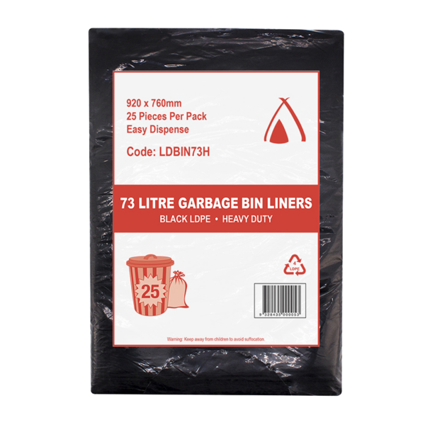 73L Black Heavy Duty Garbage Bags 250/ctn