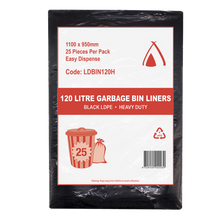 120L Black Heavy Duty Garbage Bags Easy Dispense 200/ctn