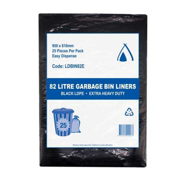 82L Black Extra Heavy Duty Garbage Bags Easy Dispense 200/ctn