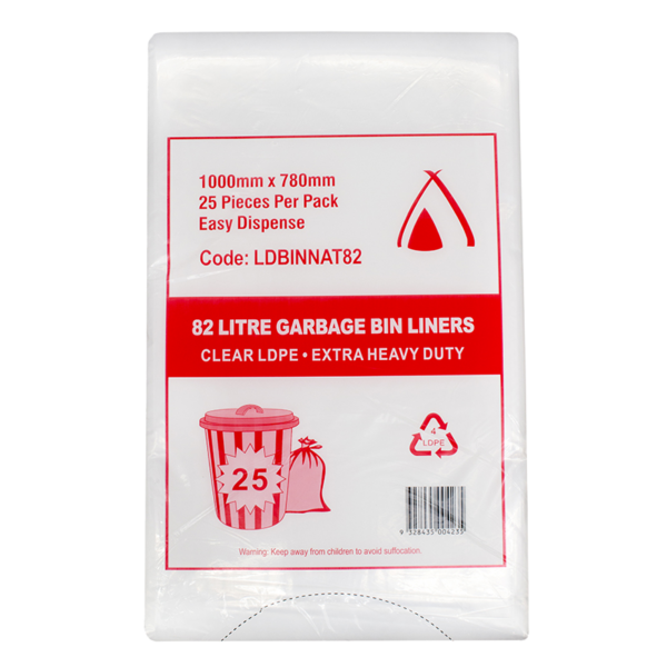 82L Clear Garbage Bags 8 x 25pk/ctn 200/ctn