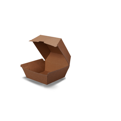 Kraft Cardboard Burger Box - 250 per carton - 105 x 105 x 85mm