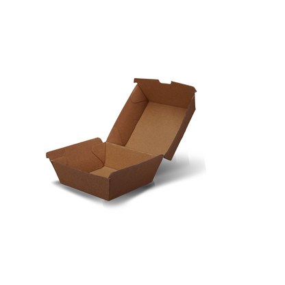 Kraft Cardboard Burger Box - 250 per carton - 105 x 105 x 85mm
