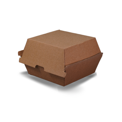 Kraft Cardboard Burger Box - 250 per carton - 105 x 105 x 85mm