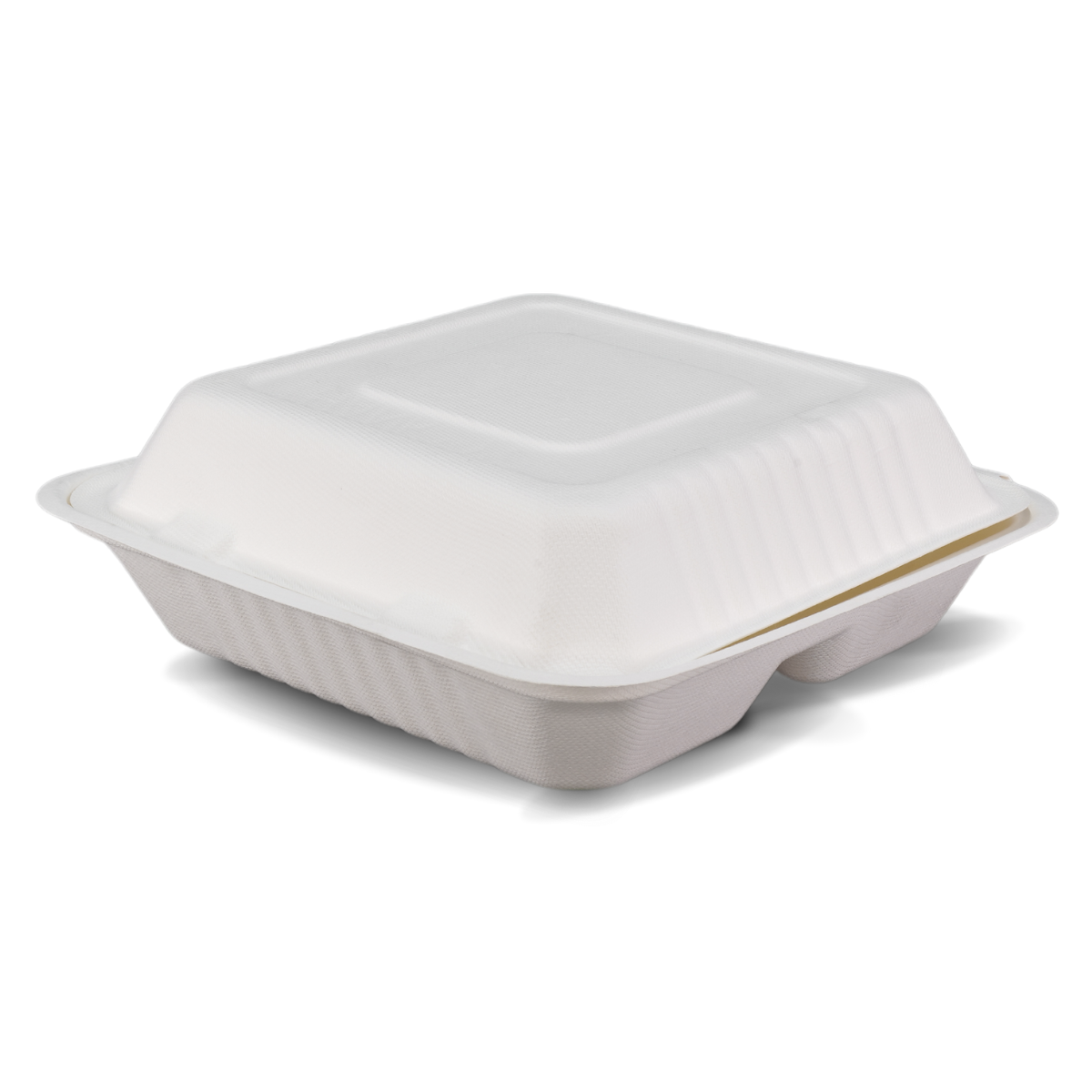 9" 3 Compartment Sugarcane Clamshell 230 x 230 x 58mm 200/ctn