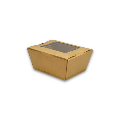 Small Lunch Box with Compostable PLA Window Film 650ml 110 x 90 x 64mm 200/ctn