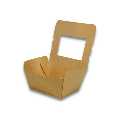 Small Lunch Box with Compostable PLA Window Film 650ml 110 x 90 x 64mm 200/ctn