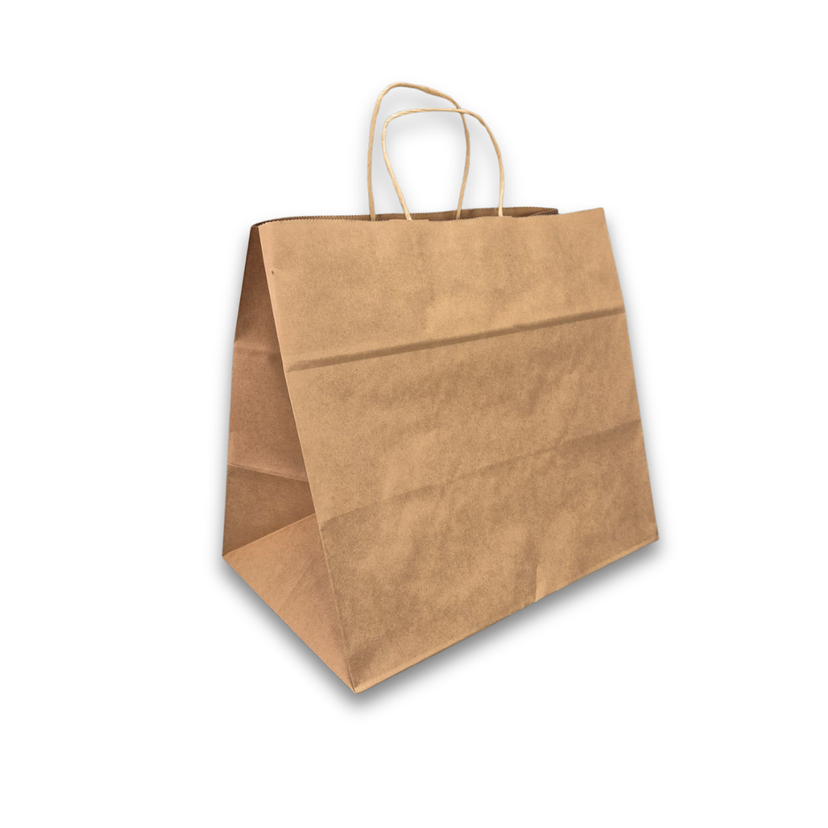 Brown Kraft Paper Bag Takeaway flat handle 370 x 350 x 230mm 150/ctn