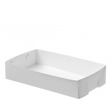 Folding Food Tray - Medium White Cardboard 200/pk
