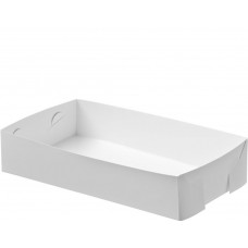 Folding Food Tray - Large White Cardboard 250 x 180 x 58mm 200/pk