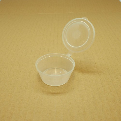Plastic Round Portion Container 35ml sauce cup hinged lid x 1000