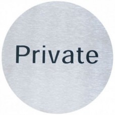 Sign; 'private' stainless steel round