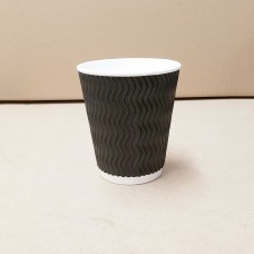 12oz Coffee Cups - Triple Wall Charcoal Wave Pattern - 500 per carton