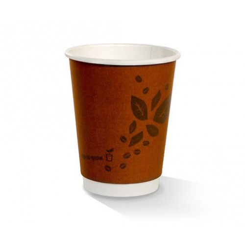 Coffee Cups; double wall PLA brown printed 'Cup to grow' 12oz 20 x 25pk ...