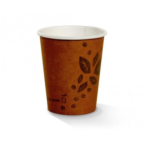 Coffee Cups; single wall 8oz PLA coated brown C2G printed 20 x 50pk/ctn ...