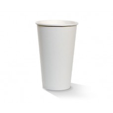 Coffee Cups; single wall 16oz PLA coated plain white 1000/ctn
