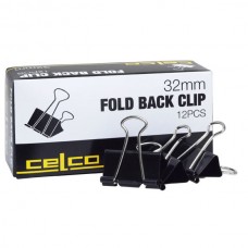 Fold Back Clips 32mm Celco 12/pk